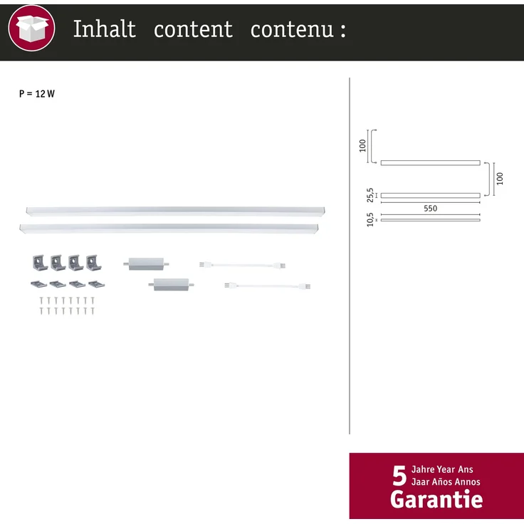Paulmann LED Lichtleiste Inline Erweiterung chrom matt 55 cm TW 2er Set – Bild 5