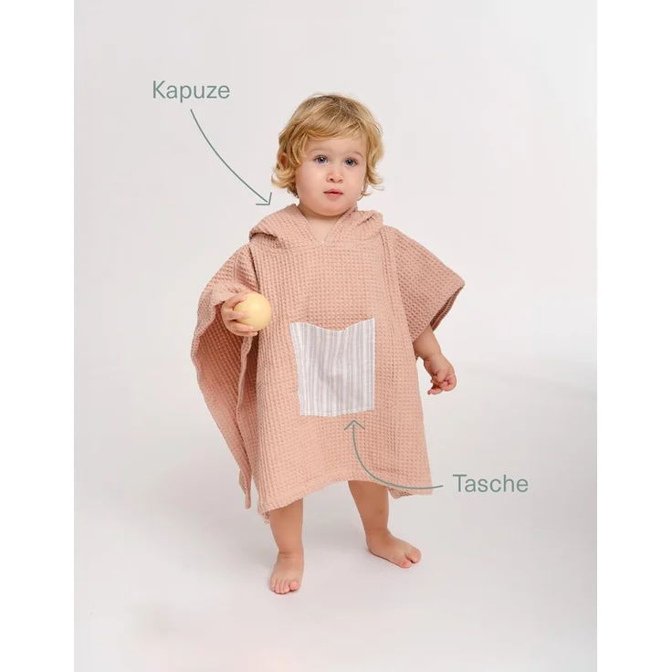 molis&co. Badeponcho für Kinder. Kapuzen-Strandtuch. Leichter und kompakter Bademantel für Kinder. (Altrosa, 7-8 Jahre) – Bild 4