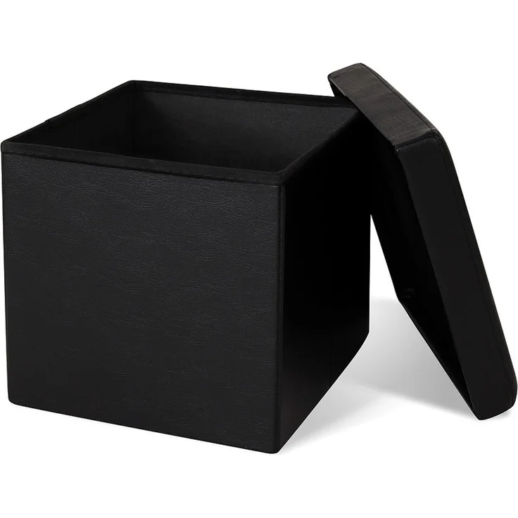 dibea Sitzhocker mit Stauraum, multifunktionaler Hocker aus Kunstleder, pflegeleicht & komfortabel, 38x38x38 cm, schwarz – Bild 6