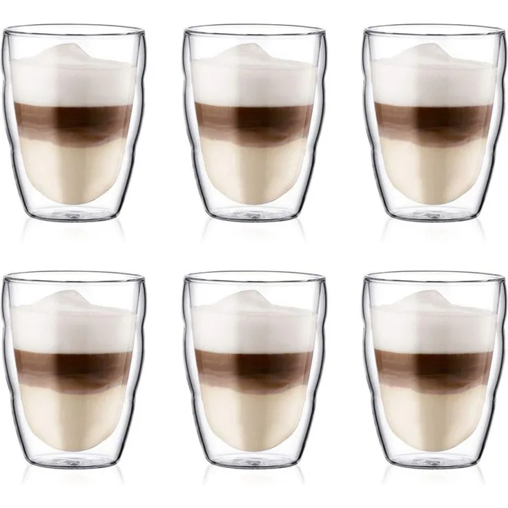Bodum PILATUS 6 Stück Glas, doppelwandig, 0. 25 l transparent