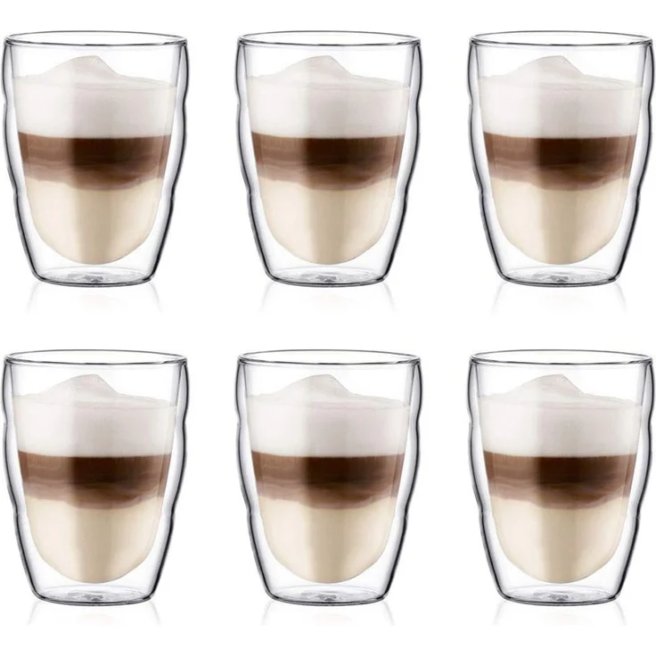 Bodum PILATUS 6 Stück Glas, doppelwandig, 0. 25 l transparent