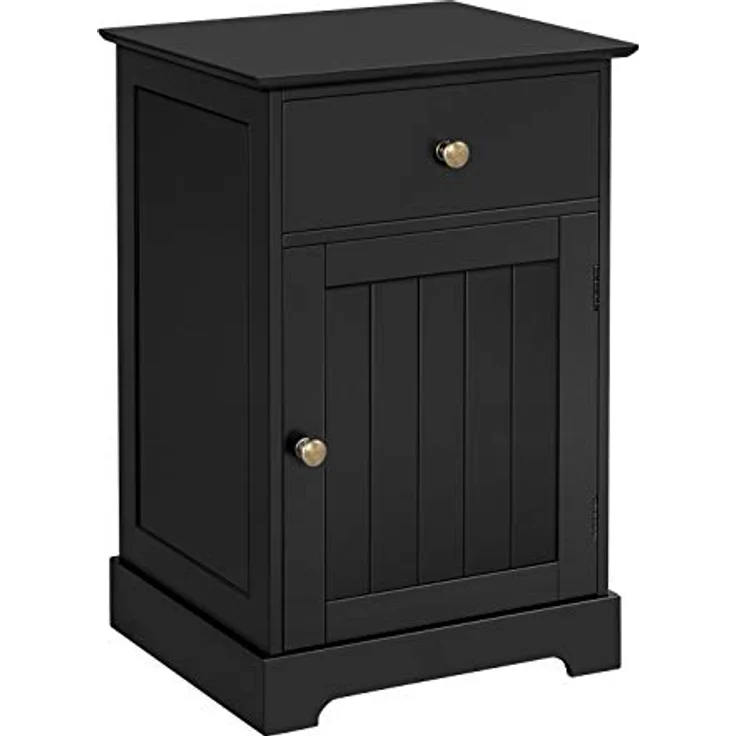 Yaheetech Nachtschrank Nachtkommode Boxspringbett Nachttisch mit 1 Schublade und verstellbarem Einlegeboden Moderner Beistelltisch für Schlafzimmer/Wohnzimmer 40 x 35 x 60 cm, Schwarz – Bild 2