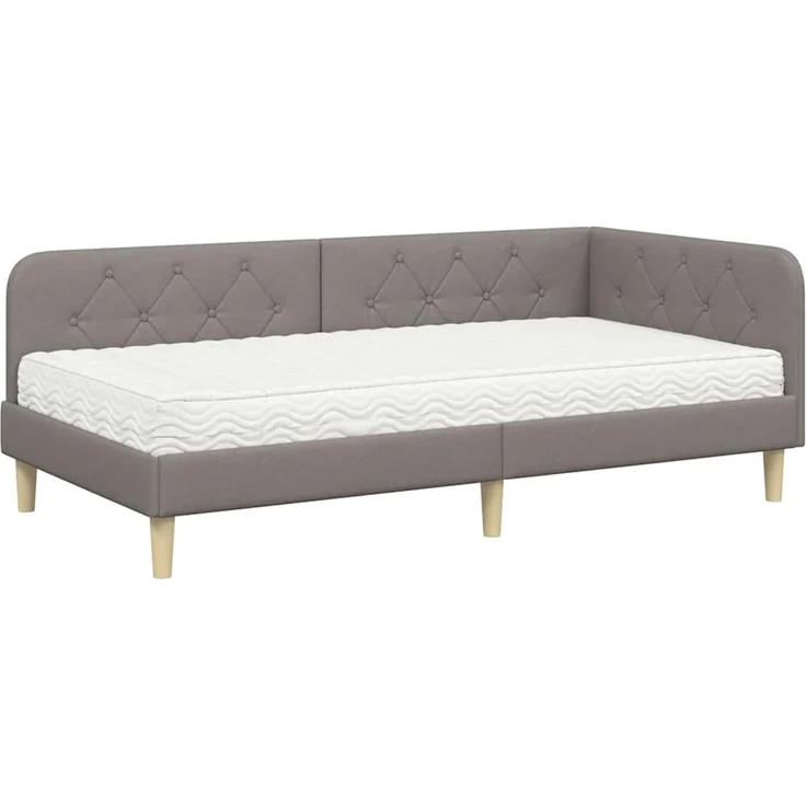 vidaXL Eckbettgestell Taupe 90 x 200 cm Stoff 3394122 – Bild 1