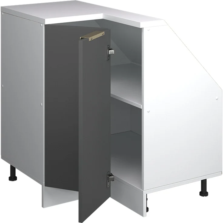 Eck-Küchenschrank für Dachschrägen R-Line Anthrazit-Gold/Weiß 75.6 cm mit 1 Tür Vicco – Bild 3