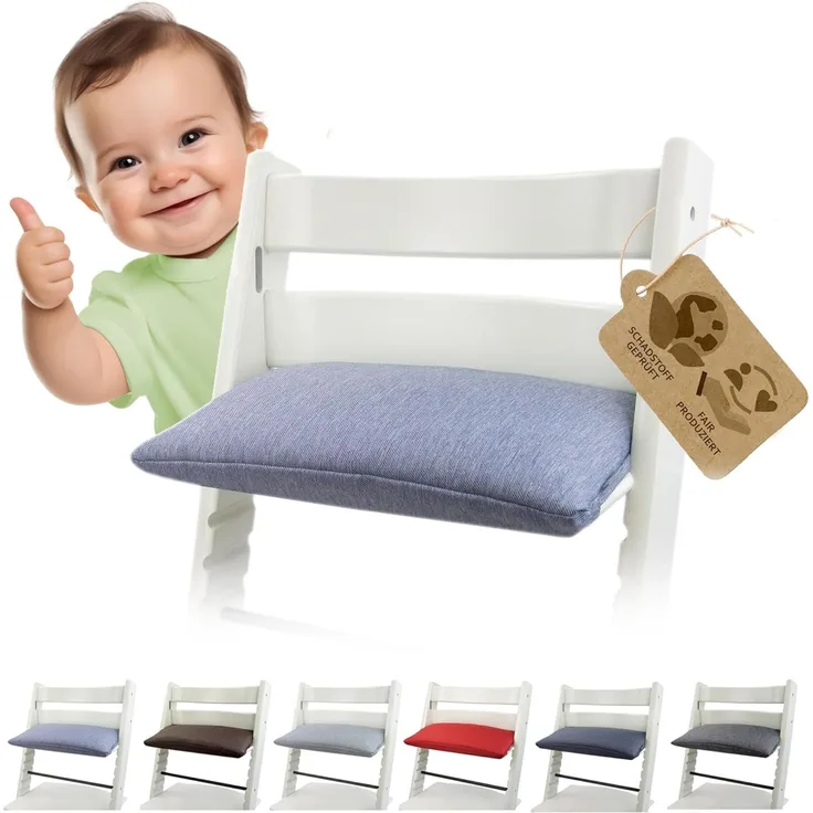 BAMBINIWELT Sitzauflage, kompatibel mit Stokke 'Tripp Trapp' Hochstuhl, 1-teilig meliert blau