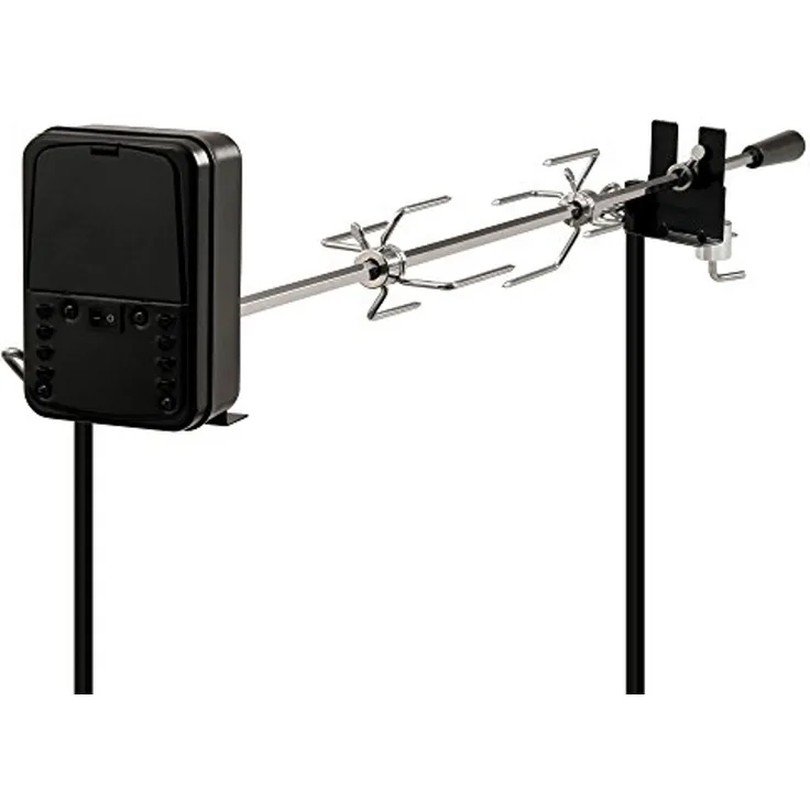 BBQ-Toro Lagerfeuer-Grillspieß Grillspieß Set 93,5 cm, 2 Fleischnadeln, Grillspieß mit Motor, Hähnche, Batterien nicht im Lieferumfang enthalten