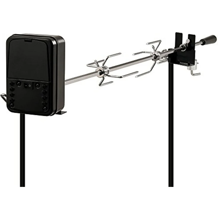 BBQ-Toro Lagerfeuer-Grillspieß Grillspieß Set 93,5 cm, 2 Fleischnadeln, Grillspieß mit Motor, Hähnche, Batterien nicht im Lieferumfang enthalten – Bild 1