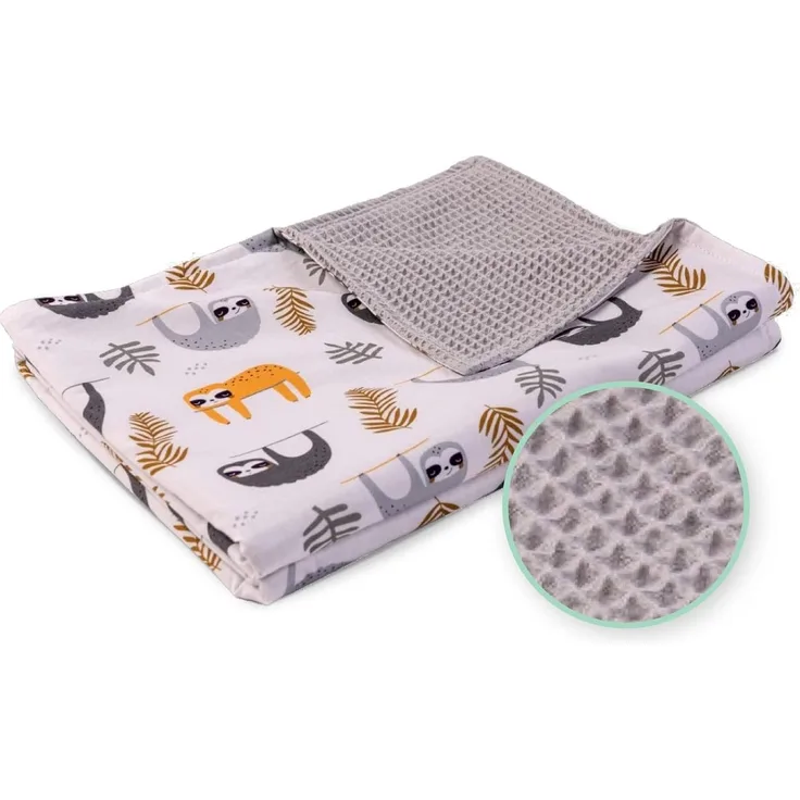 ULLENBOOM ® Babydecke 70x100 cm, Für Winter geeignet, Grau-Faultiere (Made in EU) - Baby Decke Neugeborenen, Aus 100% OEKO TEX Baumwolle, ideal für Kinderwagen