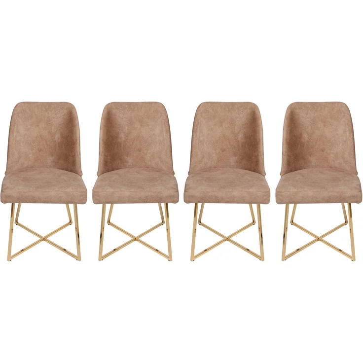 Skye Decor 'Madrid 913 V4' Stuhlset (4-teilig), Gold / Braun, 50 x 90 x 49 cm – Bild 4