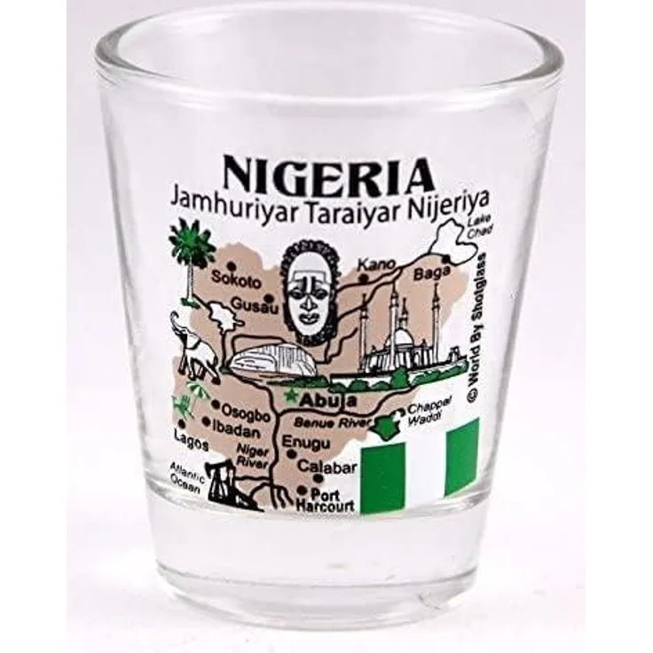 Nigeria Landmarks und Symbole Collage Shot Glas