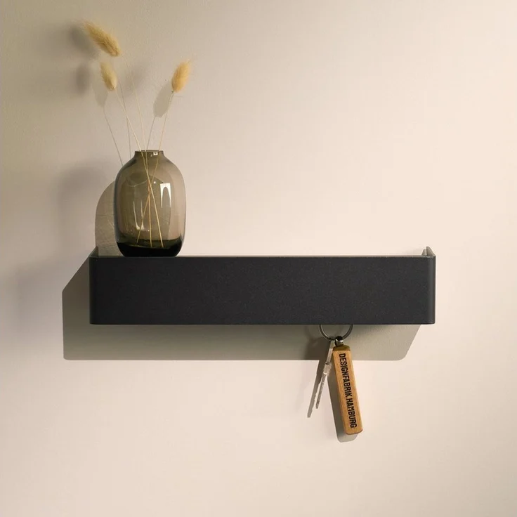Designfabrik Hamburg Schlüsselbrett Schlüsselbrett aus Aluminium mit Ablage, minimalistisches Design, Pulverbeschichtet, einfache Montage – Bild 2