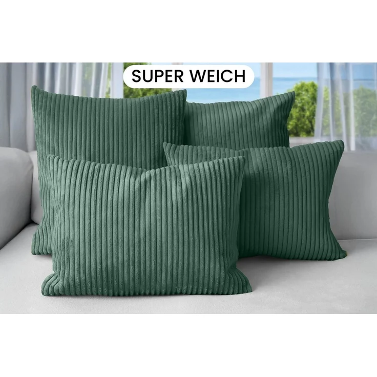 Amilian Dekokissen Sofakissen 4er Set mit Füllung - 2x 45x45 + 2x 35x45 cm, Hotelverschluss, waschbar, formstabil
