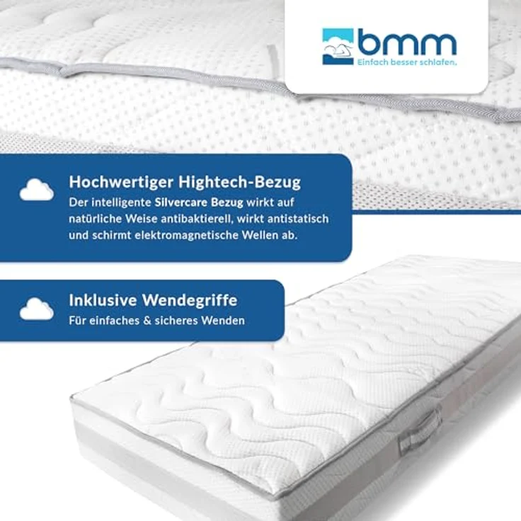 BMM Matratze 140x200 cm Komfort 23 H4 extra fest/Kaltschaummatratze/ergonomische 7 Zonen Matratze Höhe 23cm Komfort 23 / Matratzen produziert in Deutschland – Bild 5