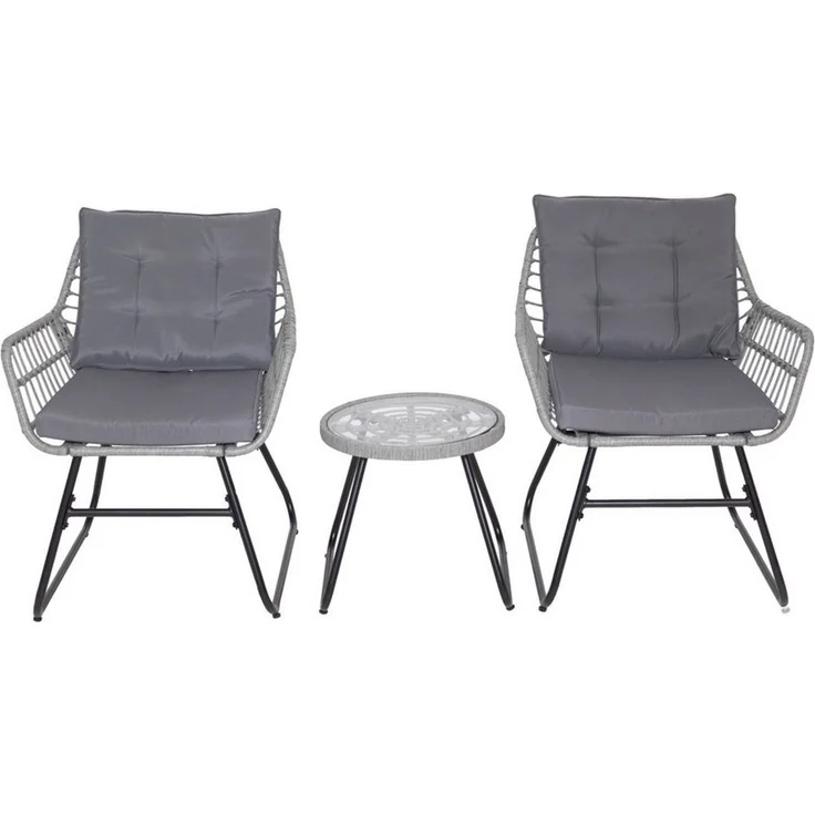 SVITA Balkonset AMALFI, Rattan, Outdoor, Sitzgruppe, Hellgrau – Bild 3