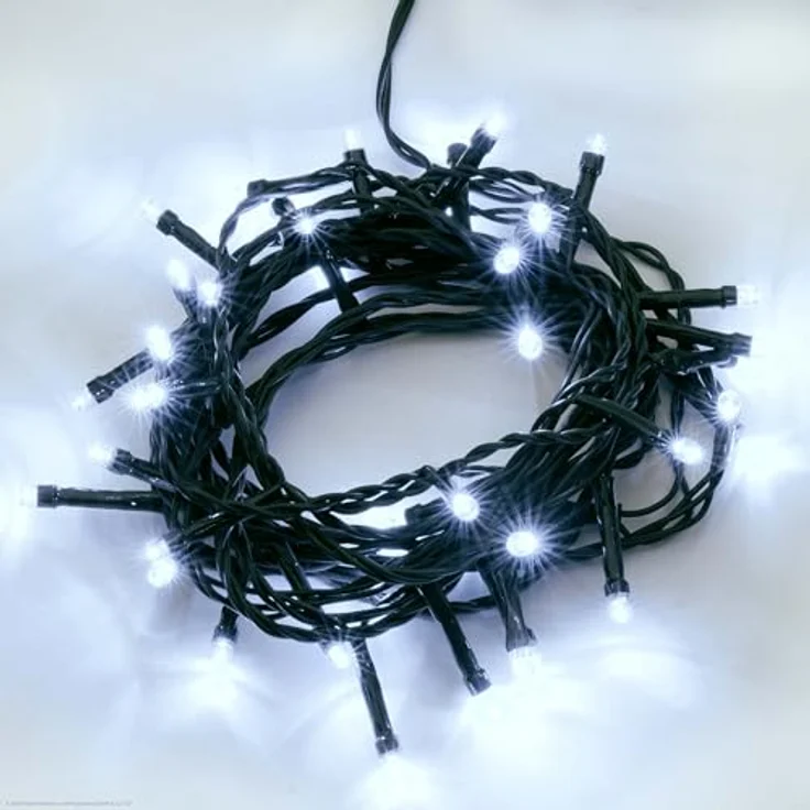 hellum LED Lichterkette außen kaltweiß mit 80 LED, beleuchtete Länge 7,9 m, Lichterkette mit Stecker und Timer für außen, mit grünem Kabel – Bild 8