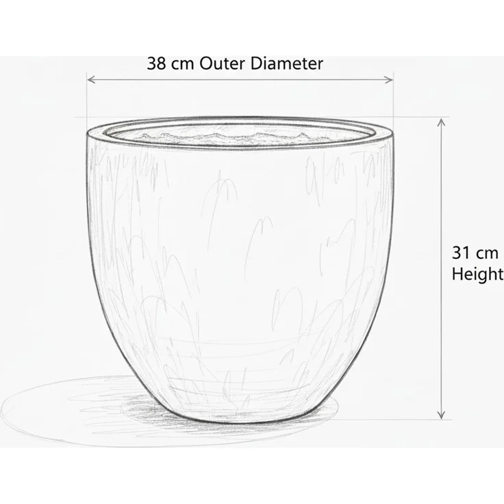 Keramik Blumentopf Eggpot Anthrazit Ø 38cm - Frostfest Pflanzkübel Grau Rund – Bild 3