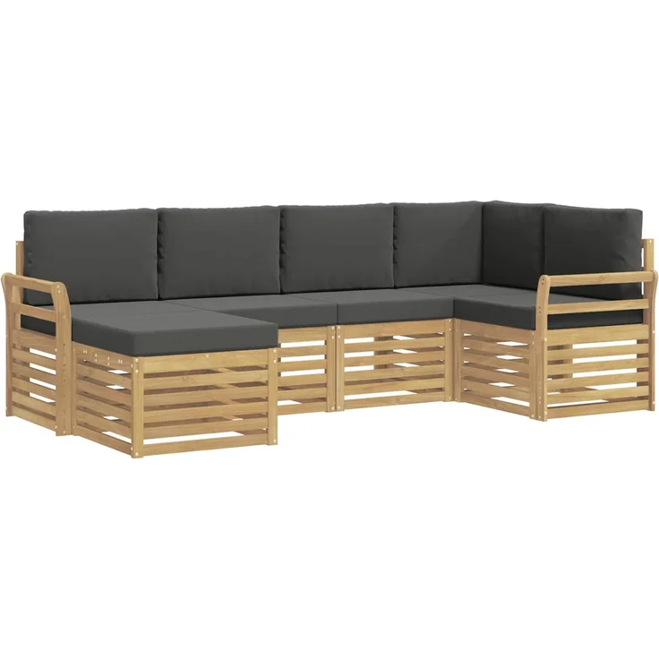 vidaXL Outdoor-Sofagarnitur 6 stk. 5-Sitzer Weiß und Anthrazit 3392117 – Bild 2