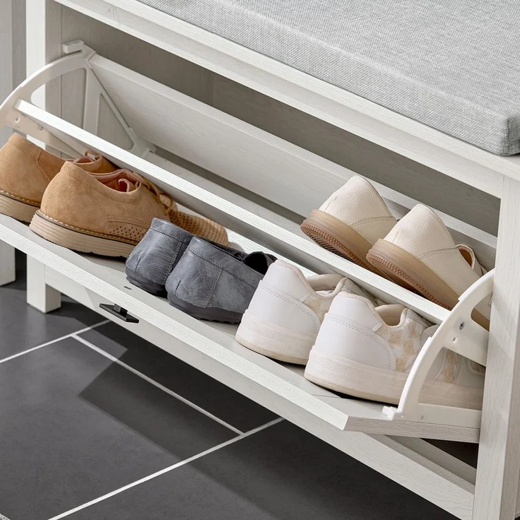 SoBuy FSR161-W Schuhbank, MDF, Melamin, Weiß, 80 x 50 x 30 cm – Bild 7