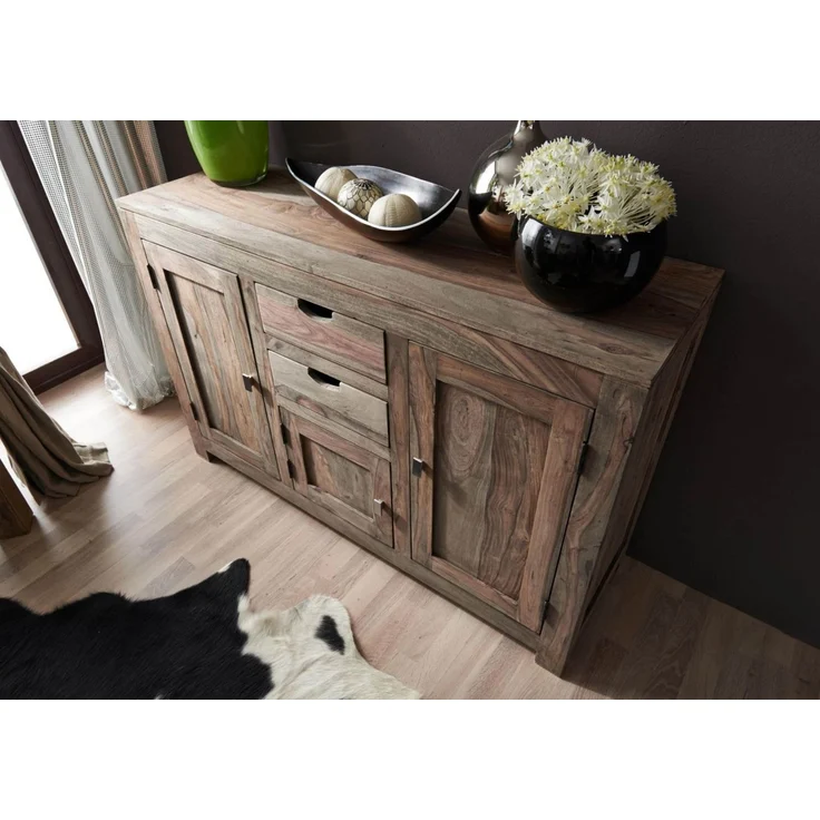 Sideboard Sheesham 130x45x85 grau geölt NATURE GREY #86 – Bild 4