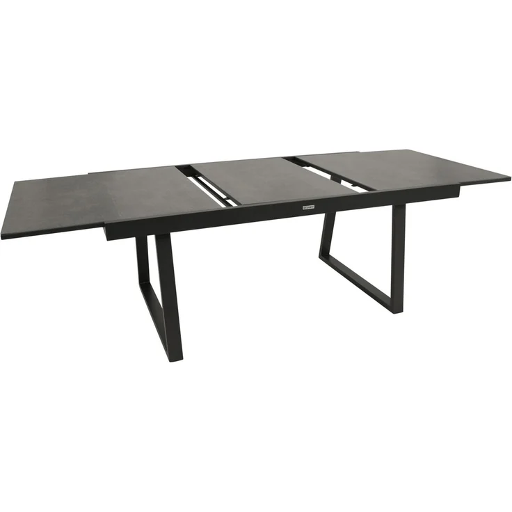 DEGAMO REIMS Gartengarnitur, Alu + Keramikoptik, anthrazit, 9-teilig grau (8x Stapelsessel, 1x Ausziehtisch 180/240x100cm) – Bild 4