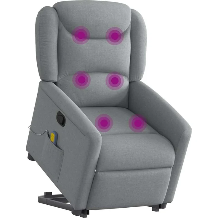 vidaXL Massagesessel mit Aufstehhilfe Hellgrau Stoff 3303204 – Bild 2