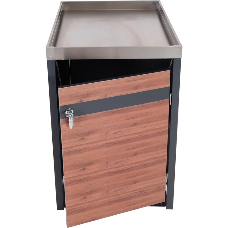 1er Mülltonnenverkleidung mit Pflanzkasten HWC-J82, erweiterbar, Metall 37kg, anthrazit ~ Kirsche-Holzoptik dunkelbraun – Bild 7