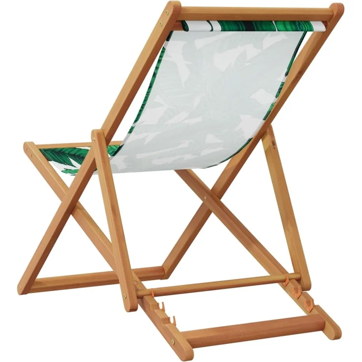 vidaXL Strandstuhl Klappbar Blattmuster Massivholz Eukalyptus Stoff 366566 – Bild 5