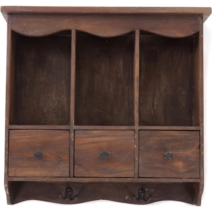 DESIGN DELIGHTS Wandregal WANDREGAL "BELLE", Mahagoni Holz, 62 cm, Küchenregal mit Schubladen – Bild 3