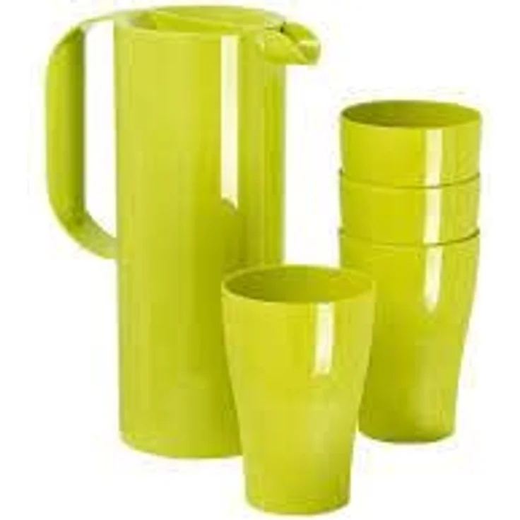 habeig Kanne Kanne Koziol mit Deckel und 4 Bechern - 5 tlg. Set Camping Grün 1,5 L – Bild 2