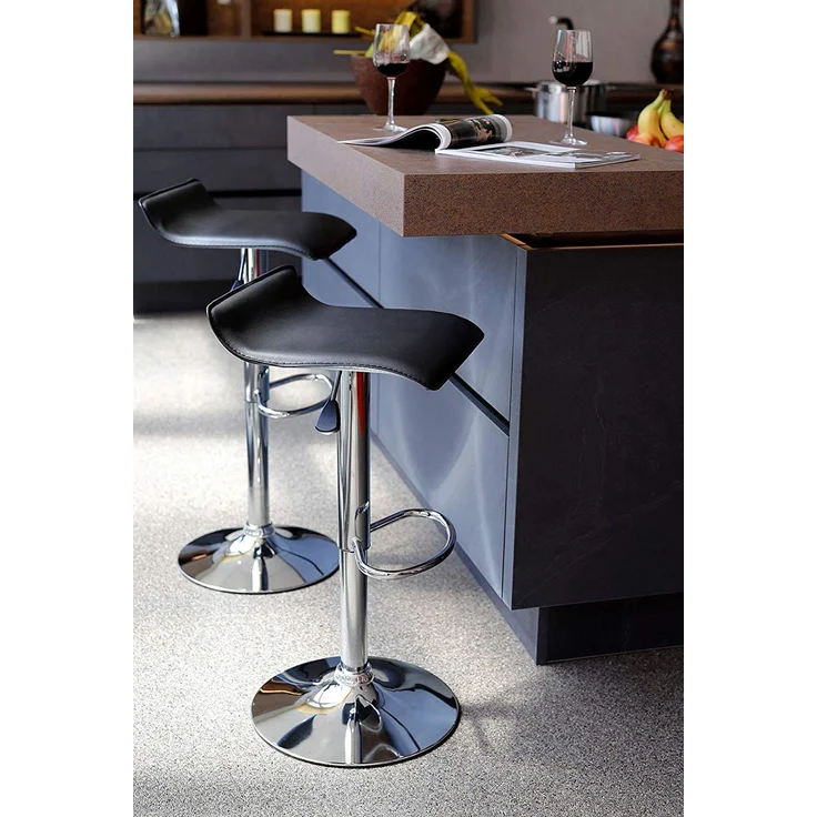 dibea 2er Set Barhocker (Modell 4) mit stufenloser Höhenverstellung, schwarz – Bild 2