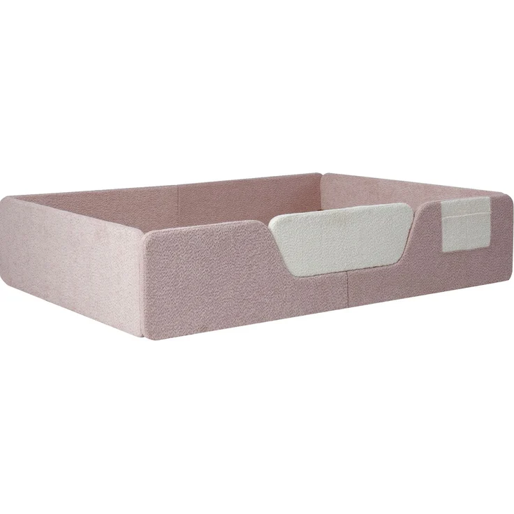 CHICFURN Polsterbett aus Samt in Rosa 140x190 cm mit abnehmbaren Sicherheitsgittern und Stofftasche – Bild 8