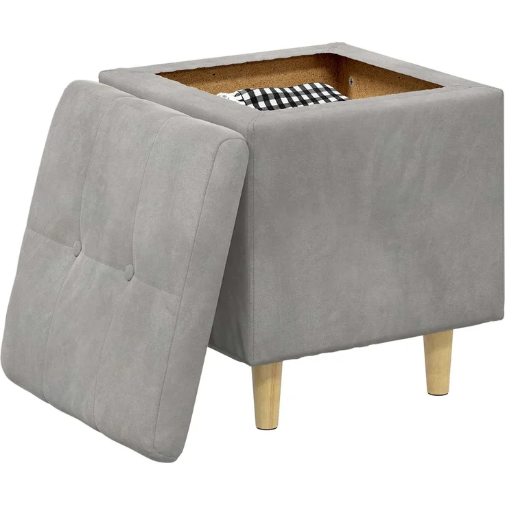 vidaXL Ottoman mit Stauraum Hellgrau 40 x 40 x 45 cm Samt 876810 – Bild 3