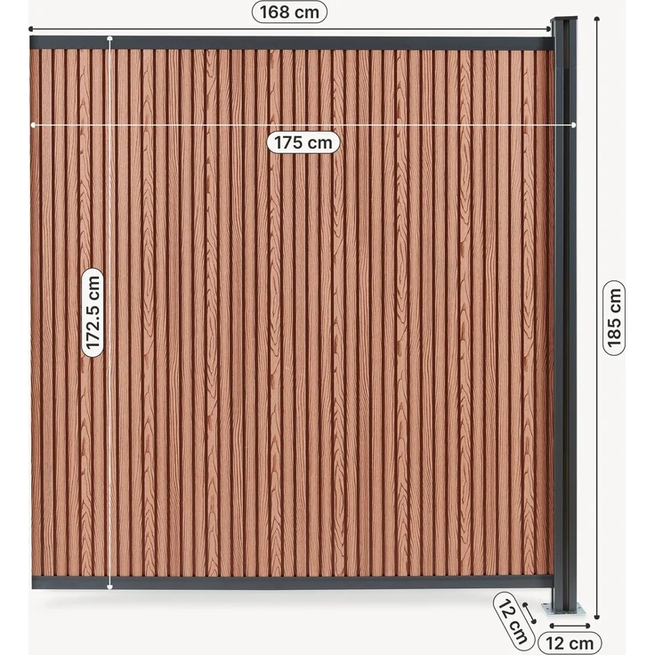 Gartenzaun Erweiterungsmodul Grassano mit 1 Pfosten 185x175 cm WPC Braun [neu. holz] – Bild 4