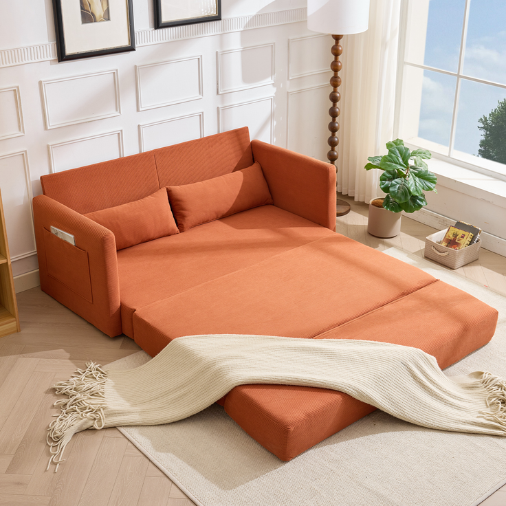 ZUBALIYA Schlafsofa 92x82 cm, mit Stauraum, mit Samtbezug, mit Cordbezug, mit breiten Armlehnen, mit Schaumstoffpolsterung – Bild 10
