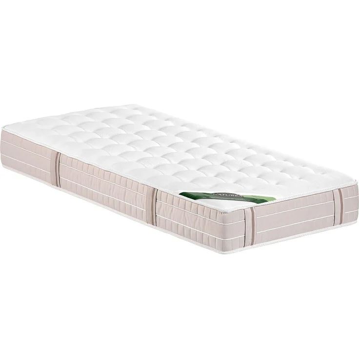 Vente-unique - Bett-Set 90 x 190 cm - Bettkasten naturhell + Taschenfederkernmatratze 5-Zonen mit Memory-Schaum-Auflage und anti-Bettwanzen-Bezug, Höhe 24 cm - VIREVO von NATUREA – Bild 3