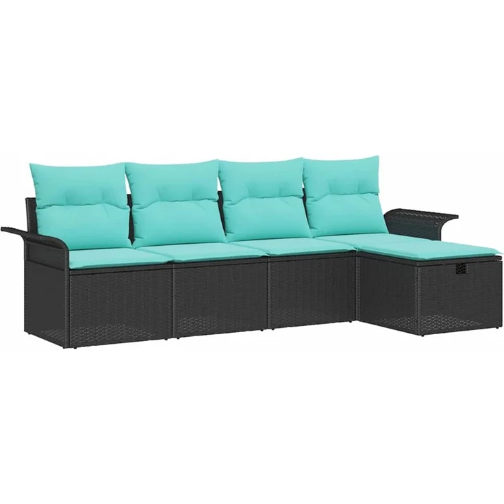 vidaXL Gartensofa-set mit Kissen mit Speicher 5 pcs Poly Rattan 3360197 – Bild 2