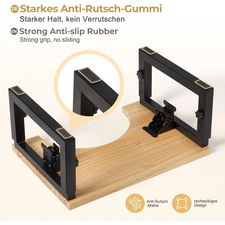 Yorbay Badhocker Bambus Toilettenhocker mit Klappfunktion, 3-Stufen Höheneinstellung, Rutschfeste Oberfläche – Bild 5