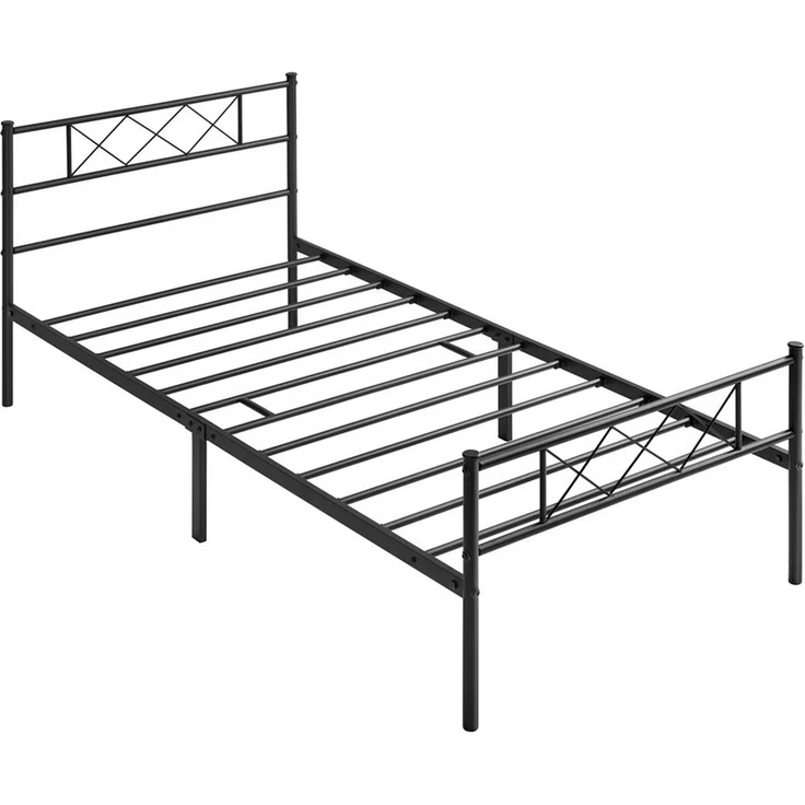 Yaheetech Bettgestell Metallbett mit Lattenrost, mit Kopfteil, 90x200cm – Bild 1