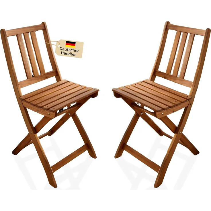 SAM 2er Set Gartenstuhl Blossom | Akazienholz massiv & geölt | klappbarer Balkonstuhl für Garten & Terrasse | pflegeleichter Klappstuhl