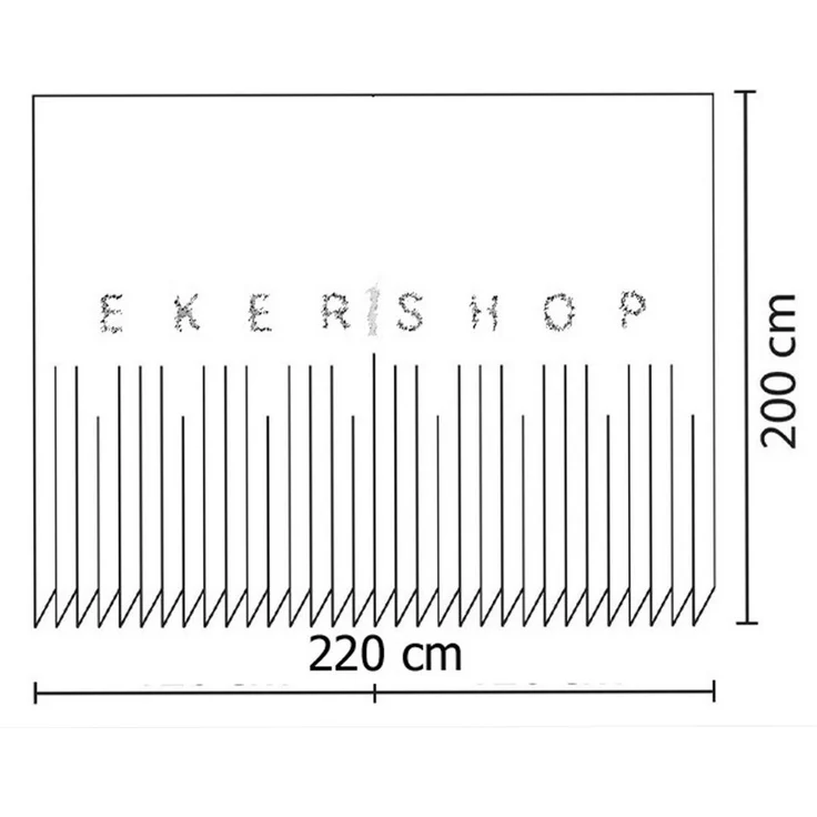 Ekershop Duschvorhang Textil Grau mit Weiß Schwarz Kreisen für Duschstange Breite 220 cm (inkl. Ringe), Höhe 200 cm, wasserabweisend, waschbar, bügelbar – Bild 4