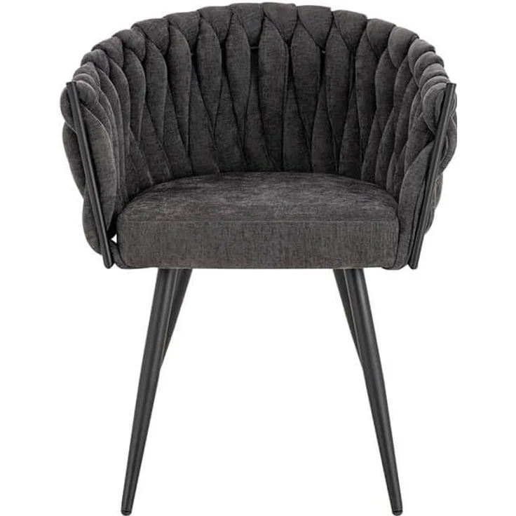 HOME DELUXE Esszimmerstuhl gewebt AYLA - 1er Set Dunkelgrau – Bild 4