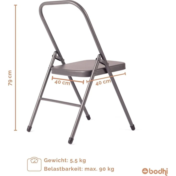 bodhi Klappstuhl Yoga Stuhl anthrazit, ohne vordere Querstrebe – Bild 2