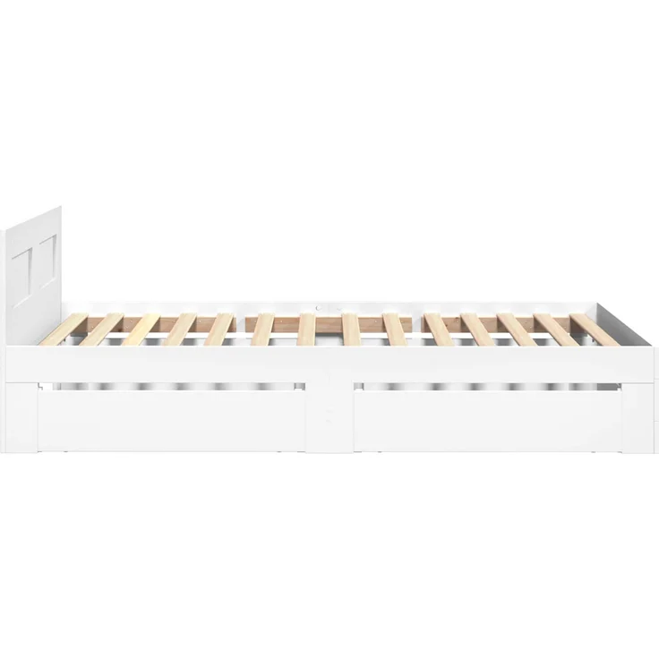 vidaXL Bettrahmen mit Schubladen 2 stk. Weiß Holzwerkstoff 3429677 – Bild 6