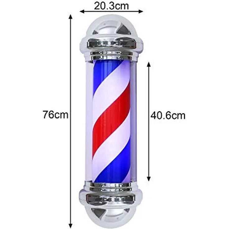 Barberpub Barbierstab klassisch weiß blau rot Barber Pole 75cm Drehen LED Birne L016 – Bild 6