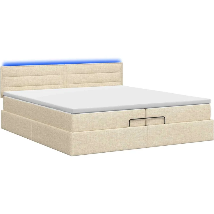 vidaXL Ottoman-Bett mit Matratze und LED Creme 200 x 200 cm Stoff 3456855 – Bild 9