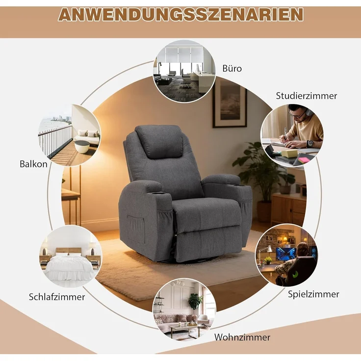Thanaddo Massagesessel Relaxsessel Massagesessel Fernsehsessel, mit Liegefunktion – Bild 9