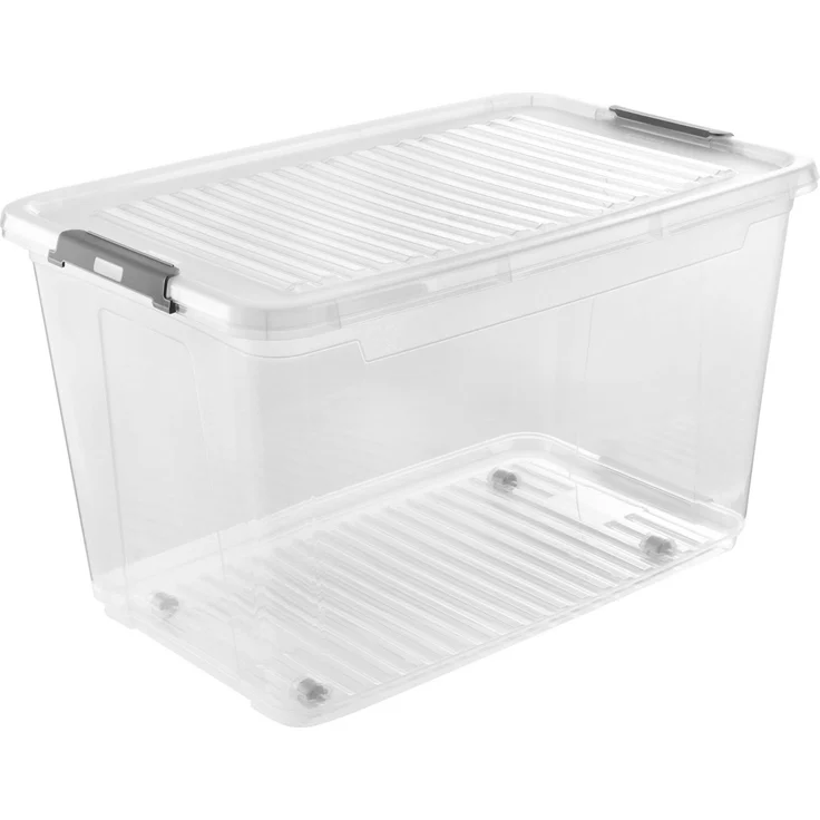keeeper Aufbewahrungsbox Clipbox Leo (Set 5 St) 56 L, 59 x 38 x 35,5 cm (Set, 5 St), Schanierclips, Doppelöffnung, 90° drehbare Räder, fixierbarer Deckel – Bild 3