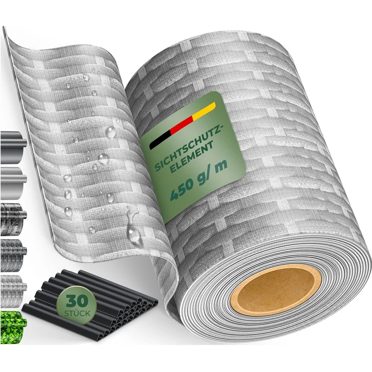 KESSER® PVC Sichtschutzstreifen Sichtschutz Rolle Doppelstabmatten Zaun Blickdicht | Wetterfest und Windschutz | Zaunfolie Sichtschutz Garten Gartenzaun 35 m, Rattan-Grau
