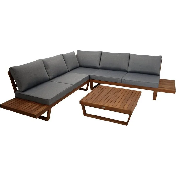 DEGAMO Gartenlounge-Set CARTAGENA, (1-tlg), Ecksofa 250x250cm, Akazie geölt, Polster grau
