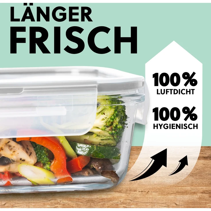 GOURMETmaxx Frischhaltedose, Glas, (12-tlg), lang-anhaltendes Aroma perfekt für gekochte Speisen, Snacks etc. – Bild 3